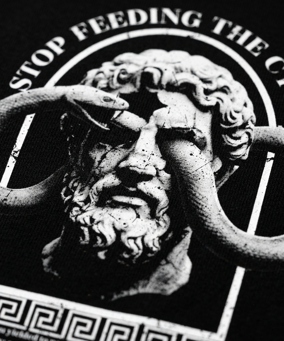 Stop Feeding The Cycle - Premium Oversized Front + Back Print Drop Shoulder Cotton T-Shirt