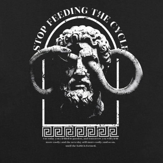 Stop Feeding The Cycle - Premium Oversized Front + Back Print Drop Shoulder Cotton T-Shirt