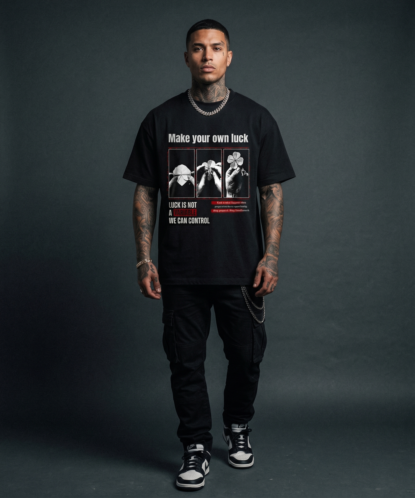 Make Your Own Luck - Premium Oversized Front Print Drop Shoulder Cotton T-Shirt