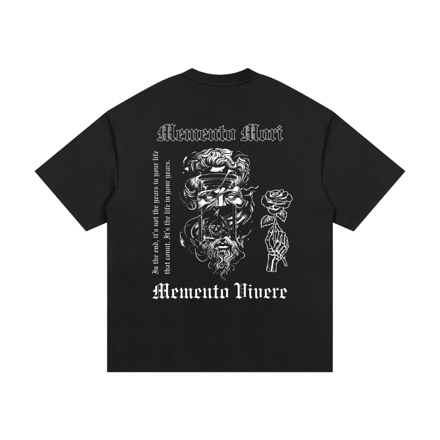 Memento Mori/Vivere - Premium Oversized Front + Back Print Drop Shoulder Cotton T-Shirt