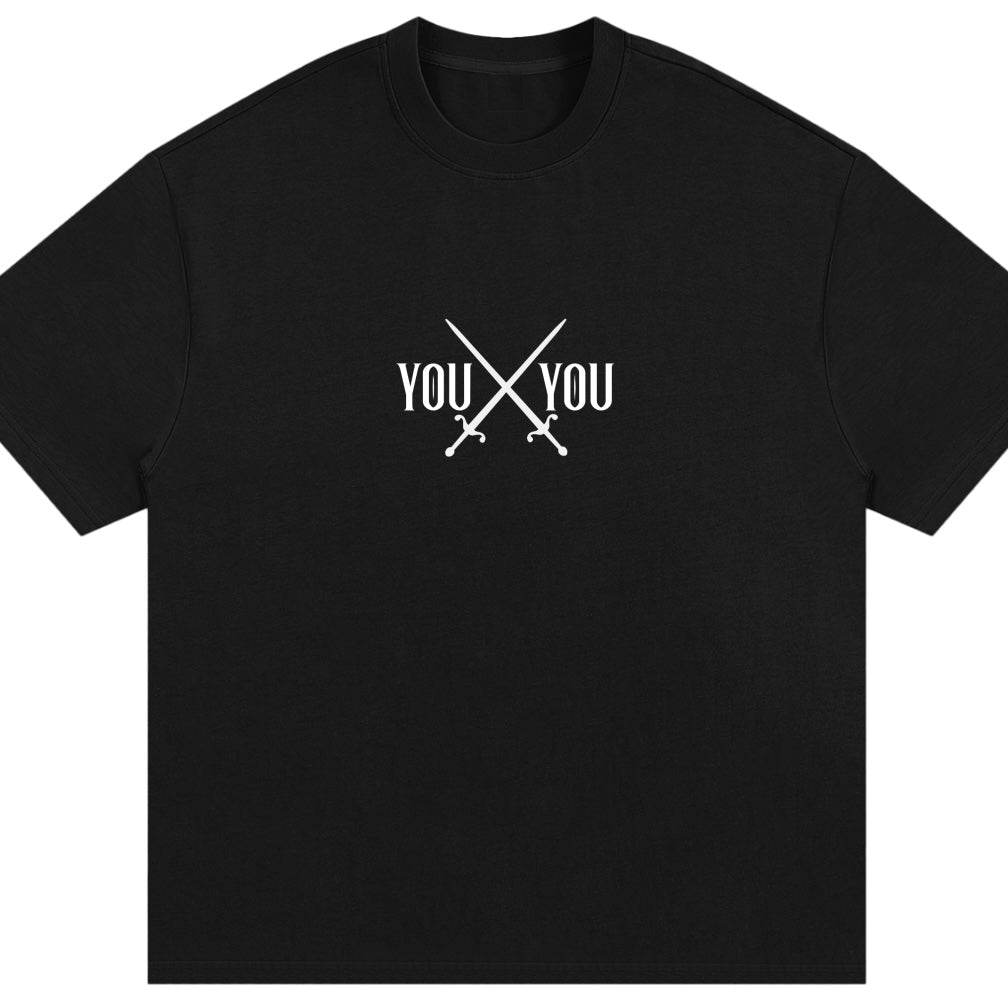 You vs You - Premium Oversized Front + Back Print Drop Shoulder Cotton T-Shirt