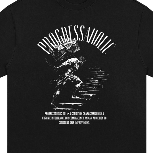 Progressaholic  - Premium Oversized Front Print Drop Shoulder Cotton T-Shirt