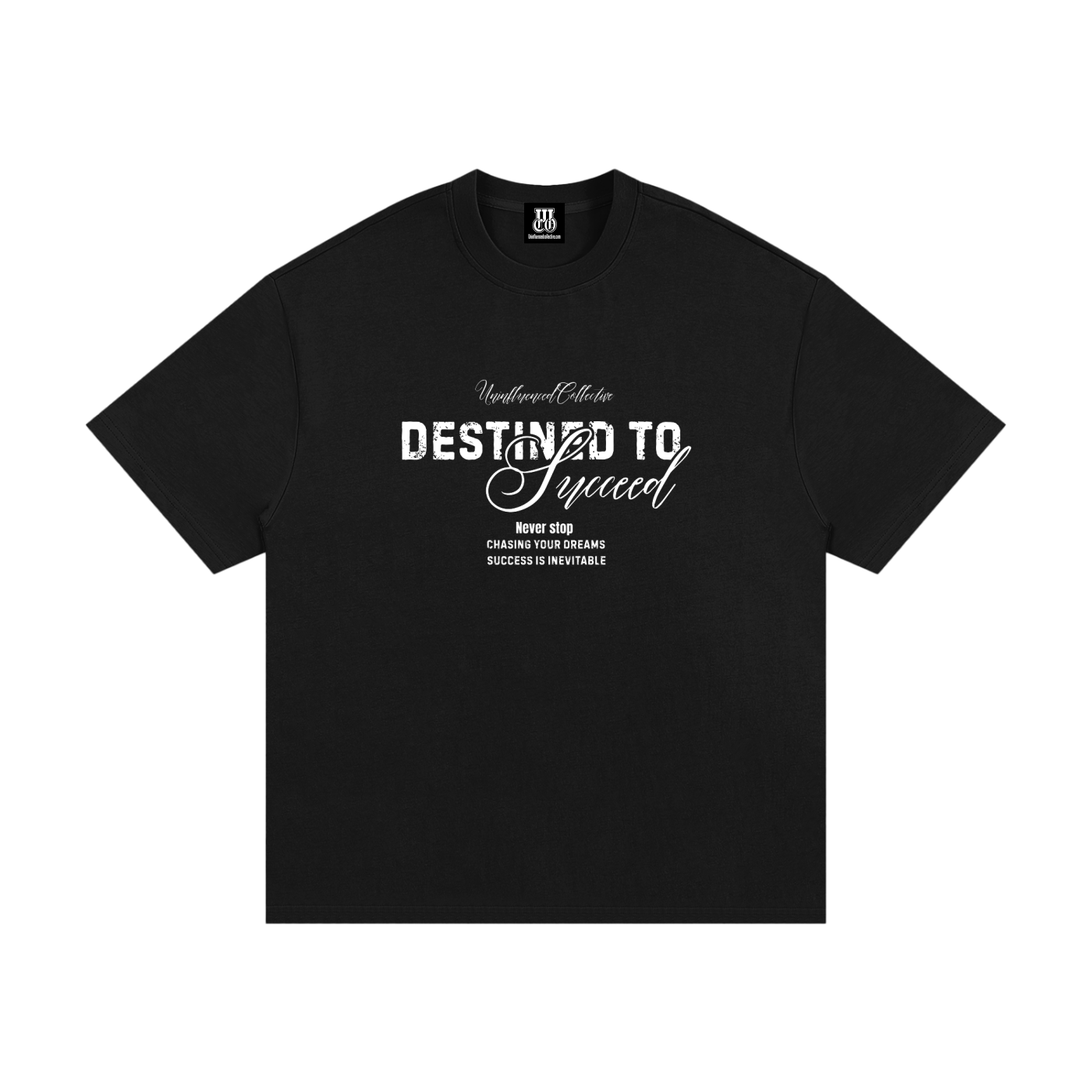 Destined To Succeed - Premium Oversized Front Print Drop Shoulder Cotton T-Shirt