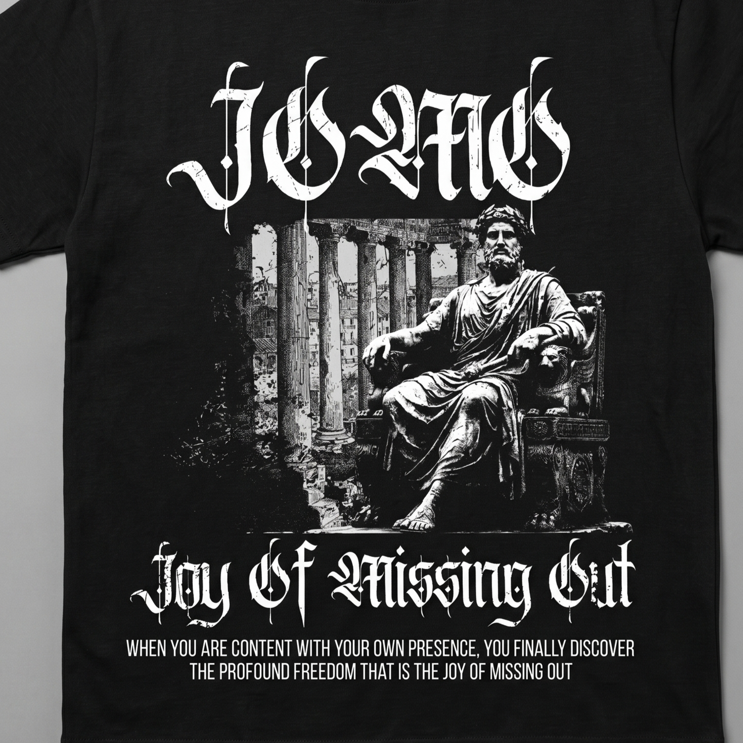 JOMO Joy Of Missing Out - Premium Oversized Front Print Drop Shoulder Cotton T-Shirt