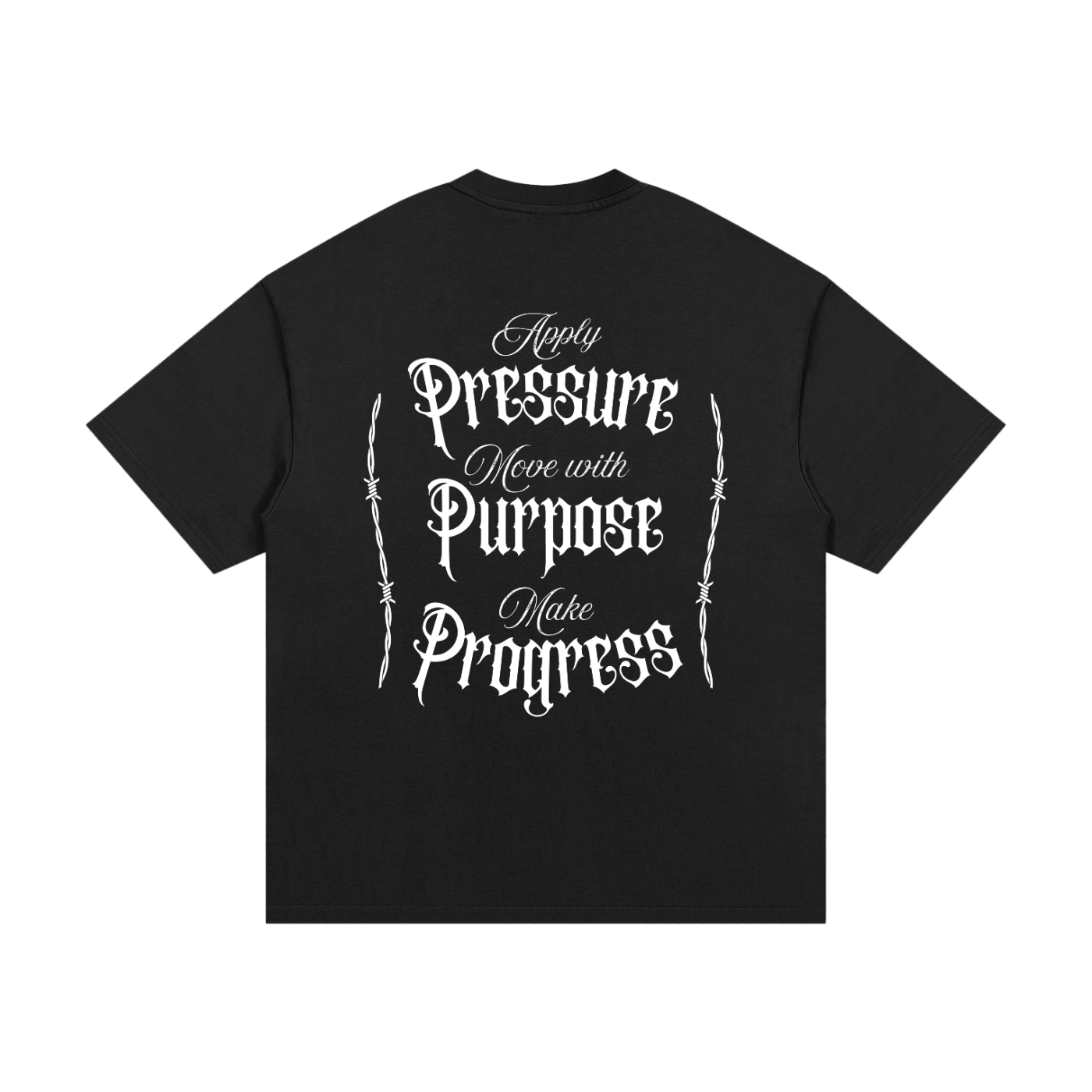 Pressure, Purpose, Progress - Premium Oversized Front + Back Print Drop Shoulder Cotton T-Shirt