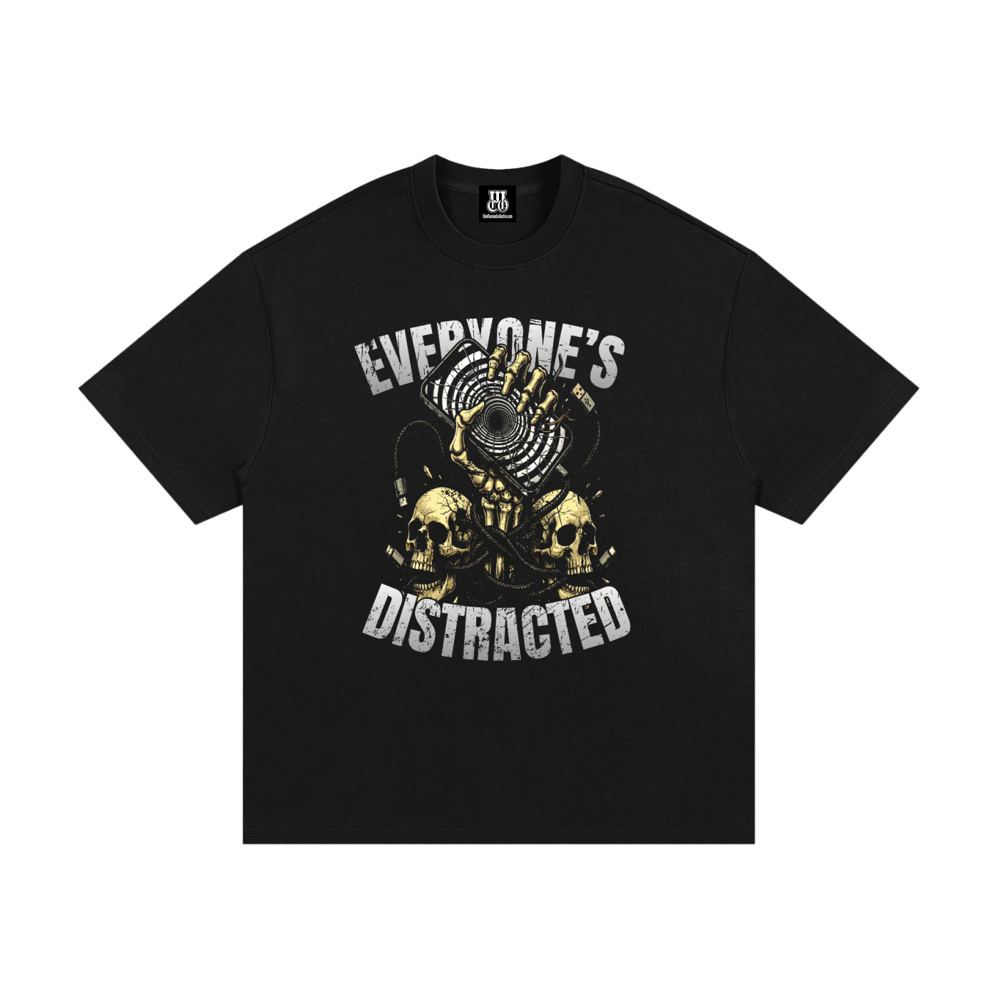 Everyone's Distracted  - Premium Oversized Front Print Drop Shoulder Cotton T-Shirt