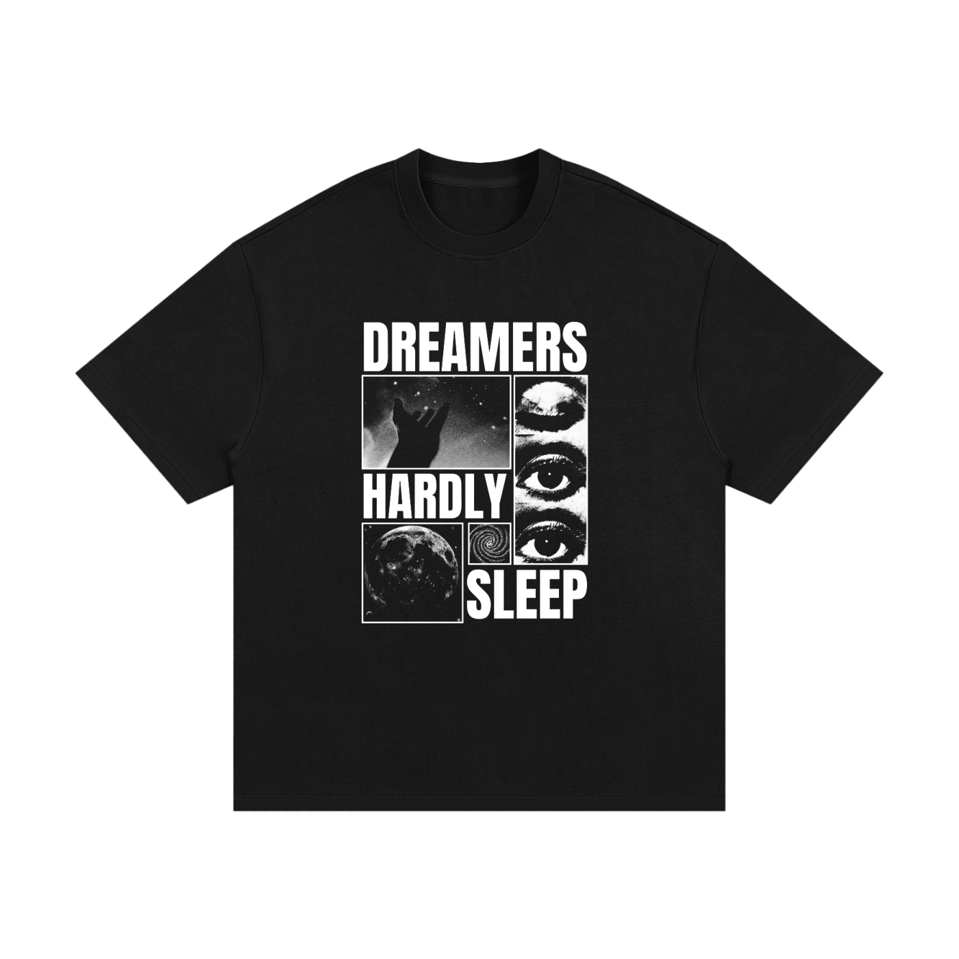 Dreamers hardly sleep - Premium Oversized Front Print Drop Shoulder Cotton T-Shirt