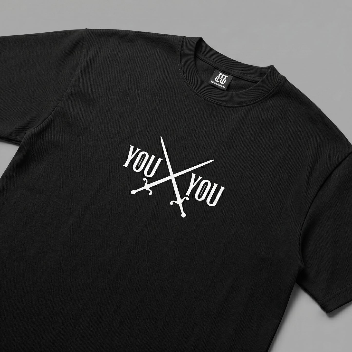 You vs You - Premium Oversized Front + Back Print Drop Shoulder Cotton T-Shirt