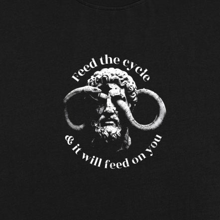 Stop Feeding The Cycle - Premium Oversized Front + Back Print Drop Shoulder Cotton T-Shirt