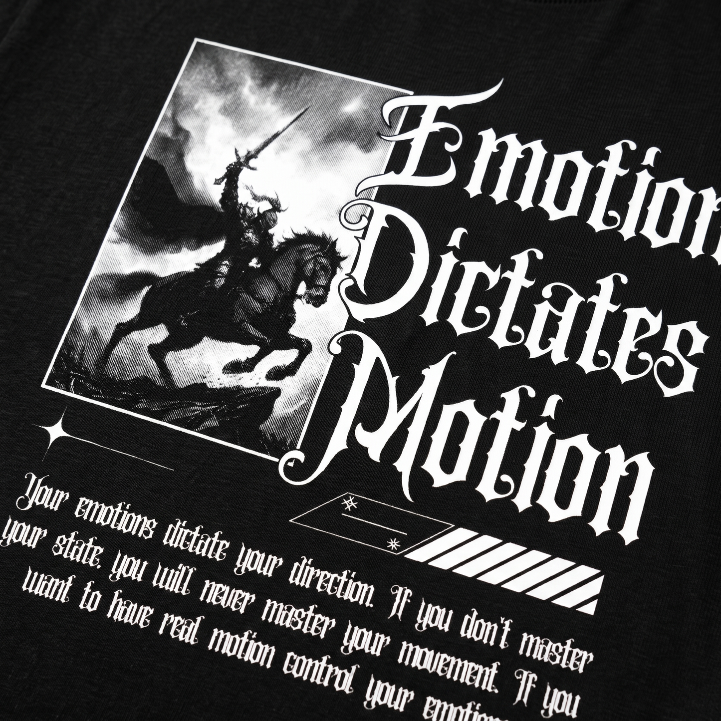 Emotion Dictates Motion - Premium Oversized Front Print Drop Shoulder Cotton T-Shirt