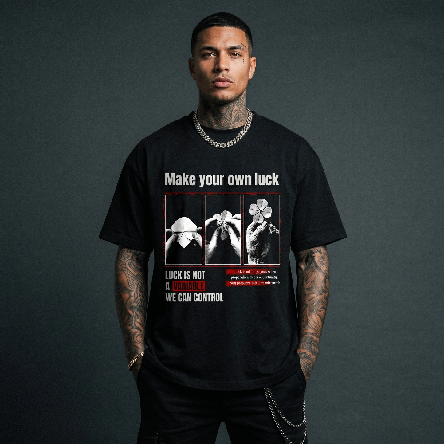 Make Your Own Luck - Premium Oversized Front Print Drop Shoulder Cotton T-Shirt