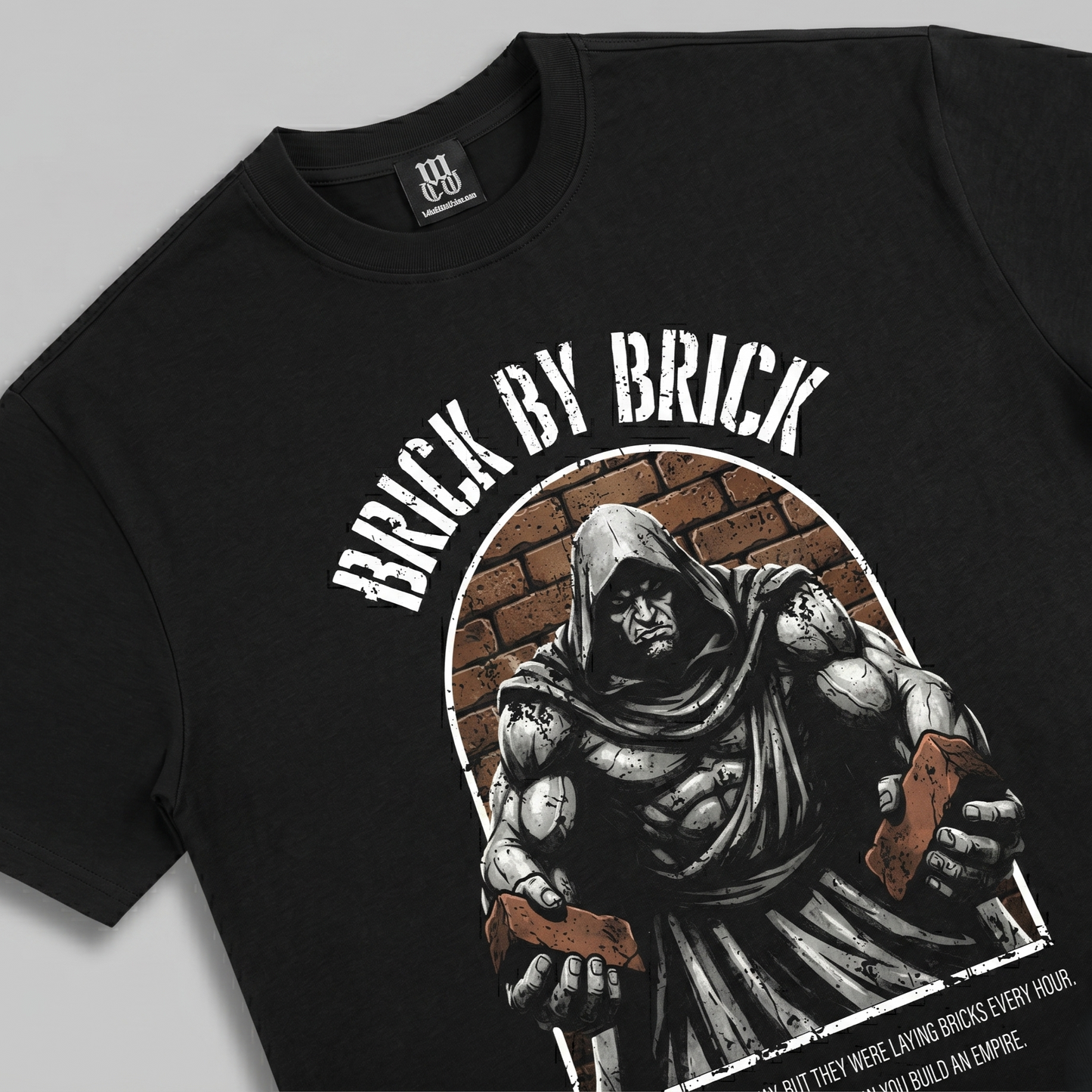 Brick By Brick - Premium Oversized Front Print Drop Shoulder Cotton T-Shirt