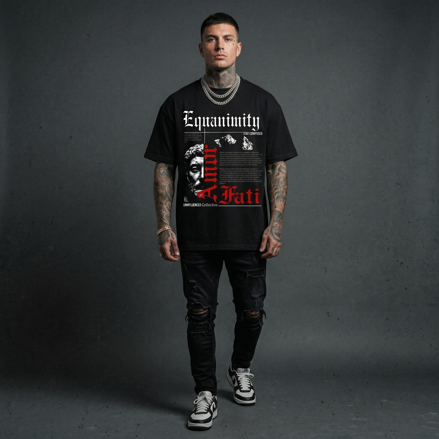 Amor Fati - Premium Oversized Front Print Drop Shoulder Cotton T-Shirt