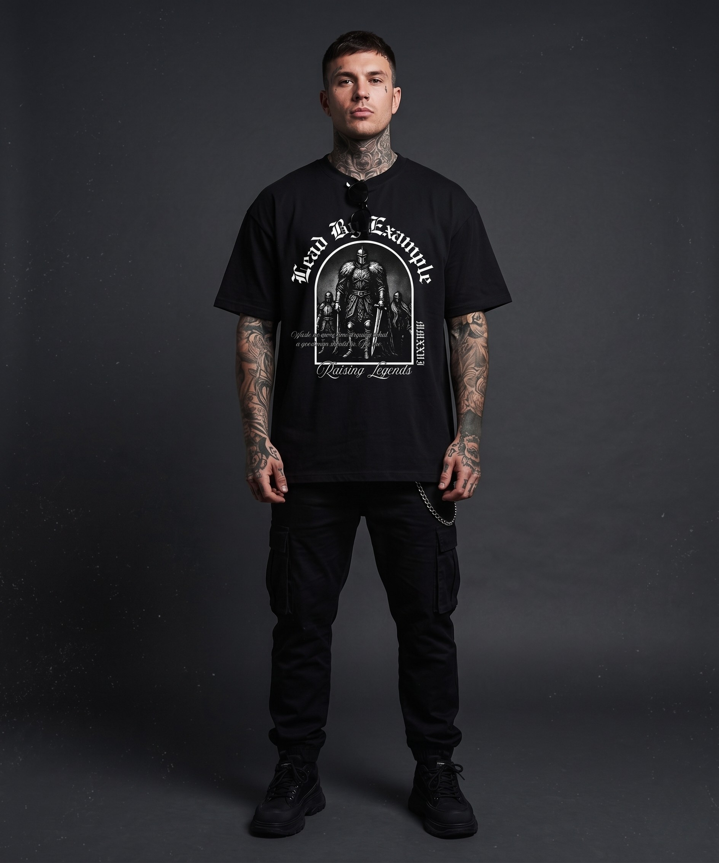 Lead By Example - Premium Oversized Front Print Drop Shoulder Cotton T-Shirt