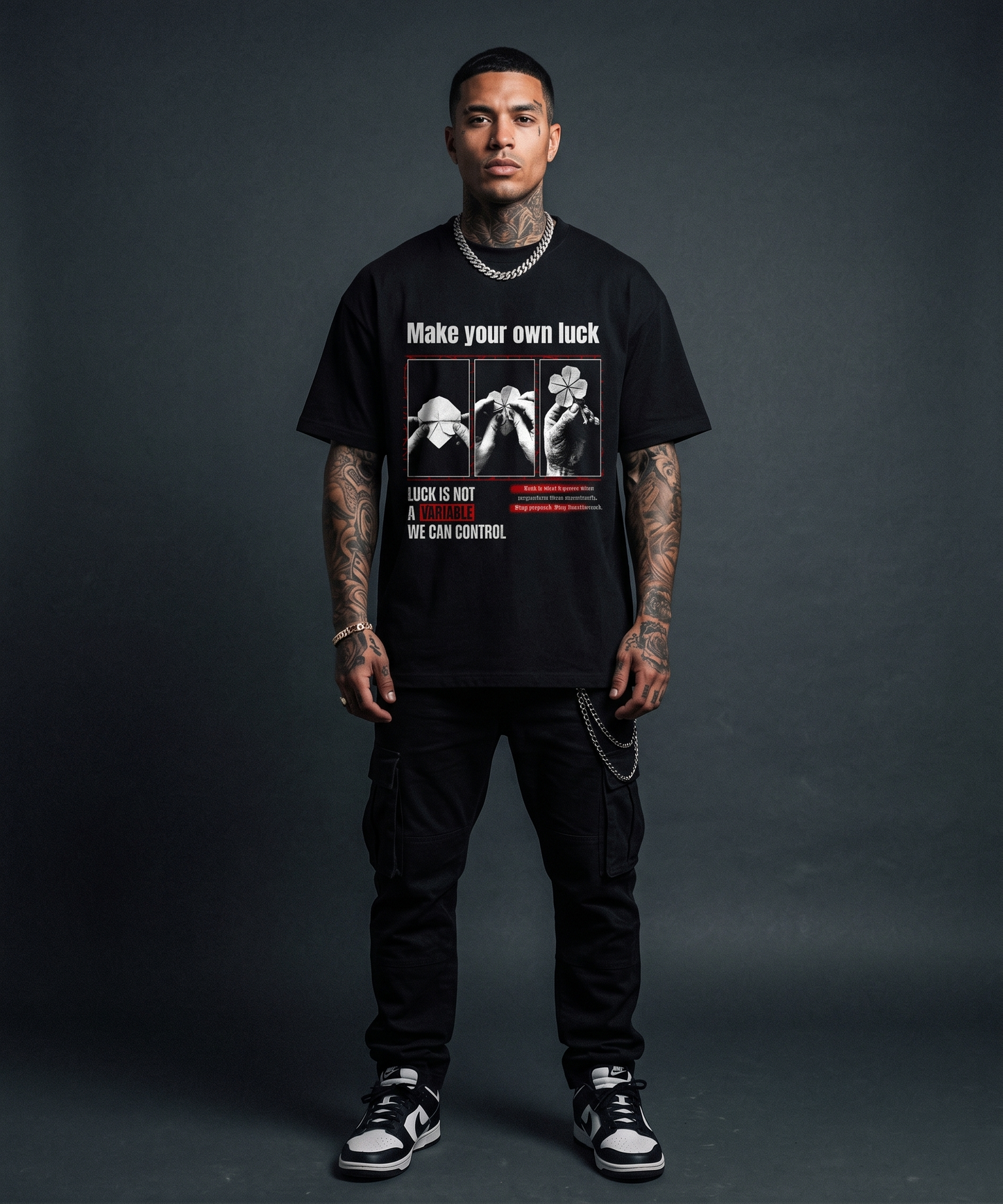Make Your Own Luck - Premium Oversized Front Print Drop Shoulder Cotton T-Shirt