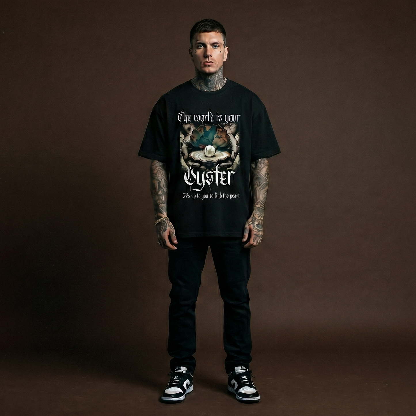 The World is Your Oyster - Premium Oversized Front Print Drop Shoulder Cotton T-Shirt