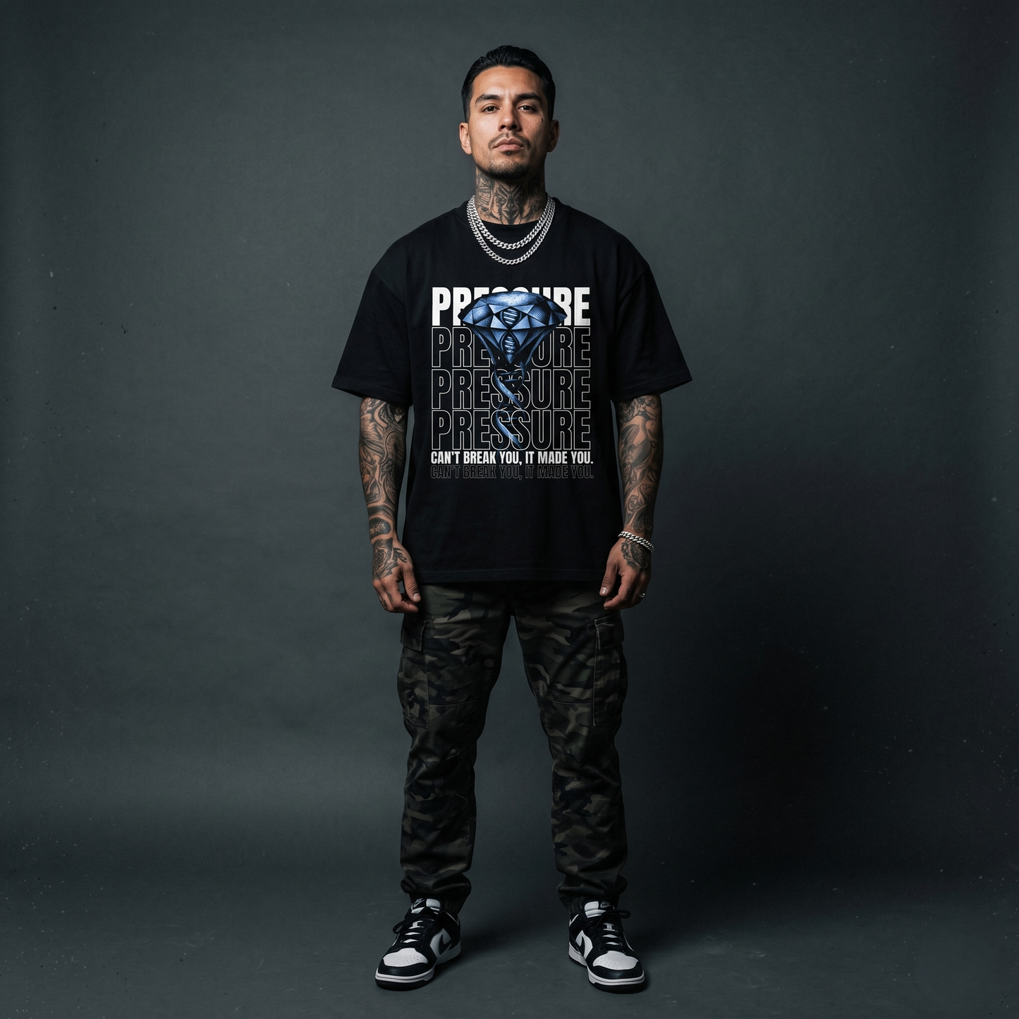 Pressure Made You - Premium Oversized Front Print Drop Shoulder Cotton T-Shirt
