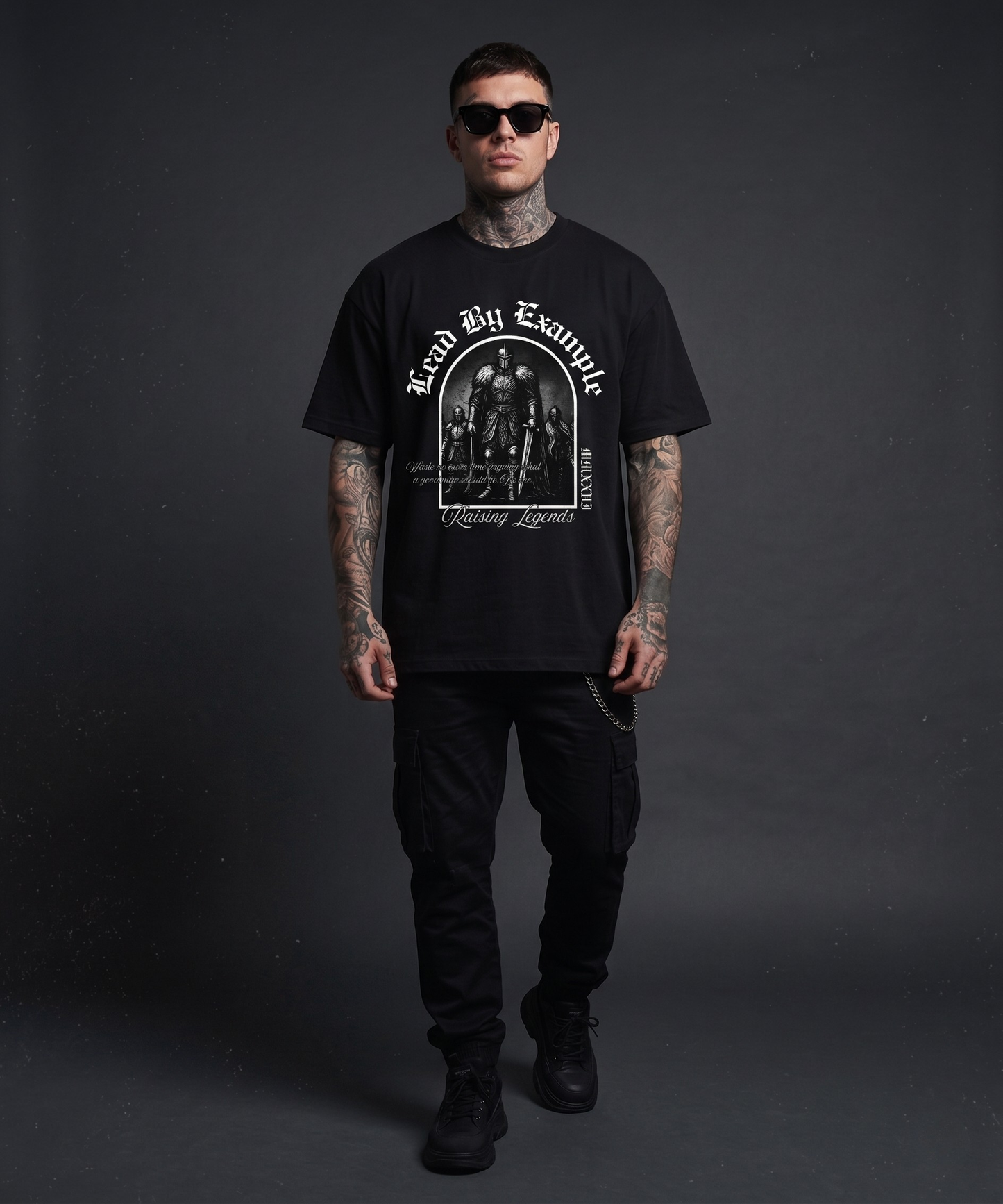 Lead By Example - Premium Oversized Front Print Drop Shoulder Cotton T-Shirt