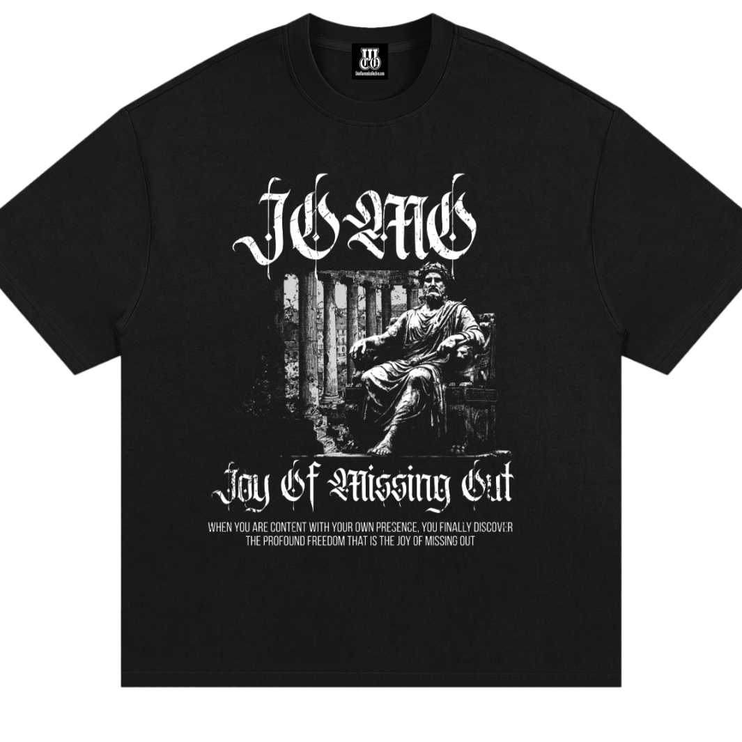 JOMO Joy Of Missing Out - Premium Oversized Front Print Drop Shoulder Cotton T-Shirt