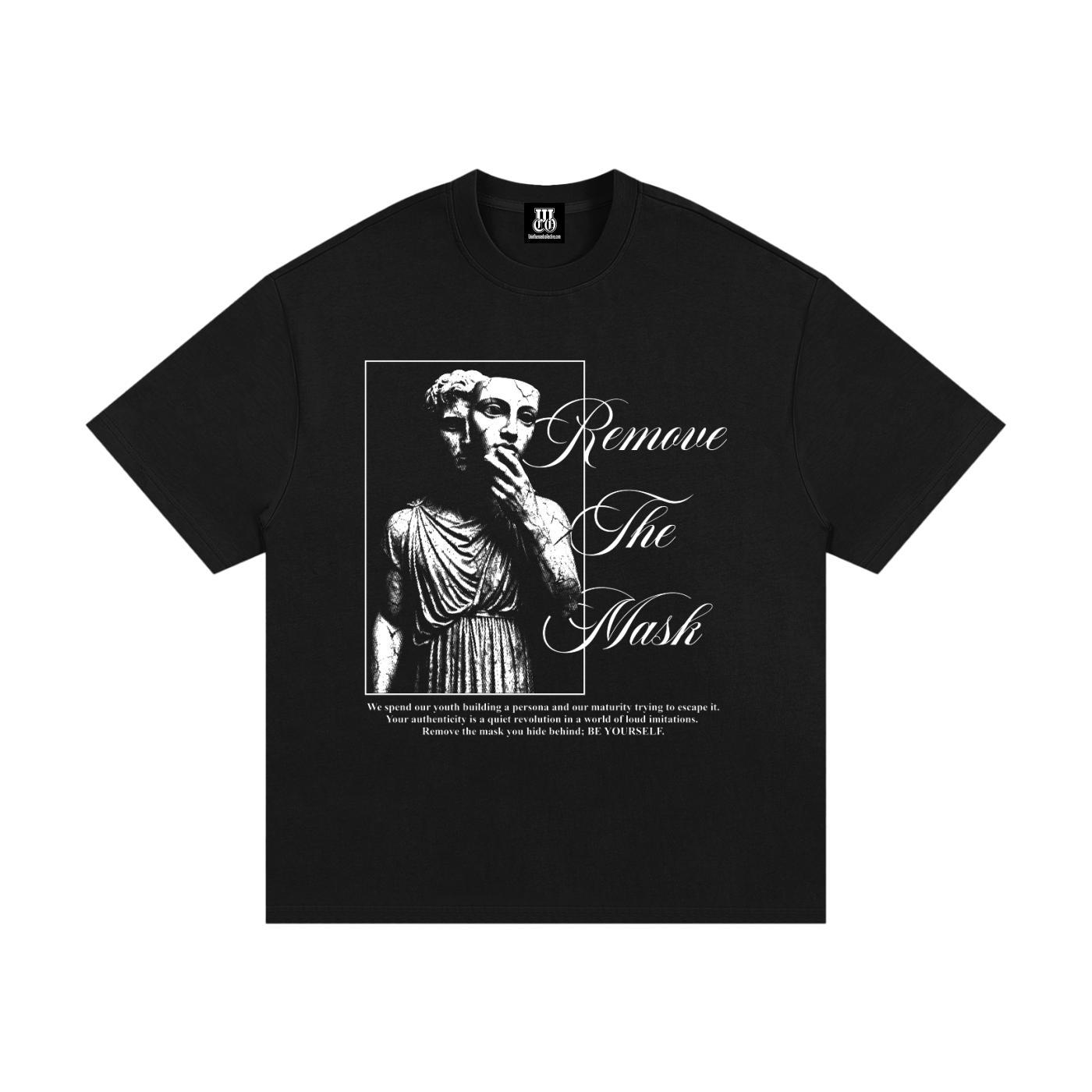 Remove The Mask - Premium Oversized Front Print Drop Shoulder Cotton T-Shirt
