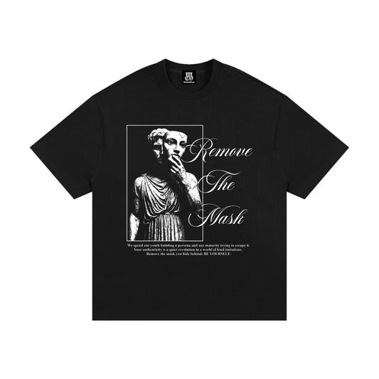Remove The Mask - Premium Oversized Front Print Drop Shoulder Cotton T-Shirt