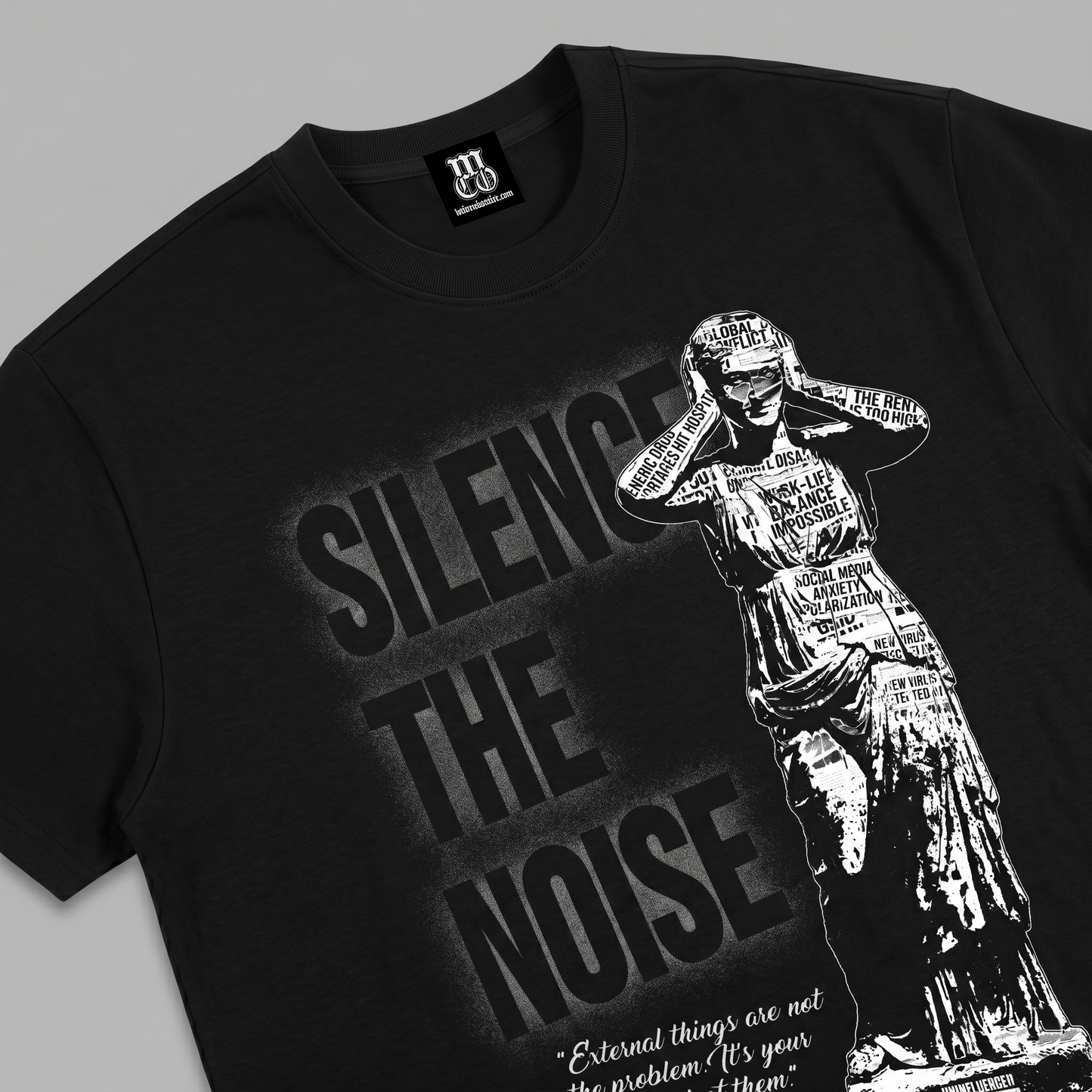 Silence The Noise - Premium Oversized Front Print Drop Shoulder Cotton T-Shirt