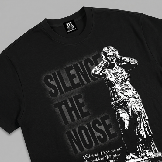 Silence The Noise - Premium Oversized Front Print Drop Shoulder Cotton T-Shirt