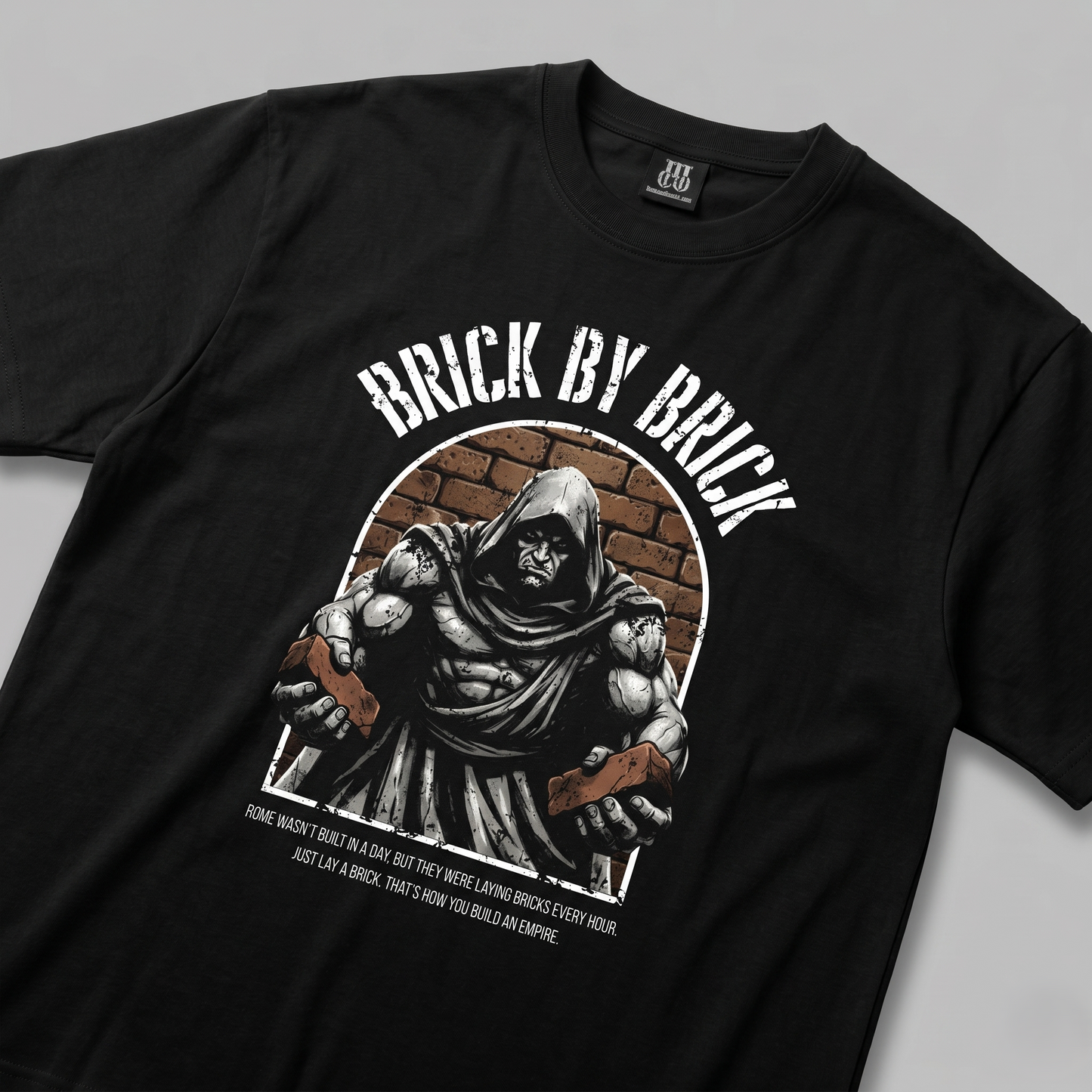 Brick By Brick - Premium Oversized Front Print Drop Shoulder Cotton T-Shirt