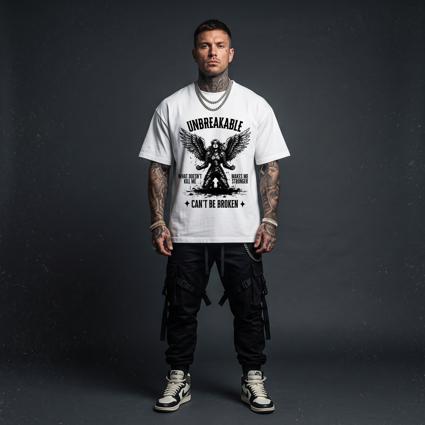 Can't be broken - Premium Oversized Front Print Drop Shoulder Cotton T-Shirt