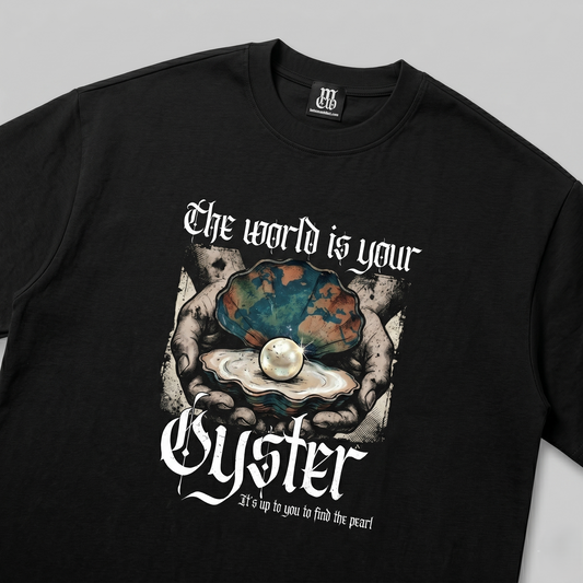 The World is Your Oyster - Premium Oversized Front Print Drop Shoulder Cotton T-Shirt