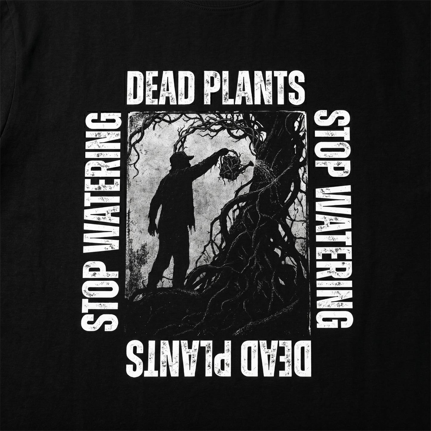 Stop Watering Dead Plants - Premium Oversized Front Print Drop Shoulder Cotton T-Shirt