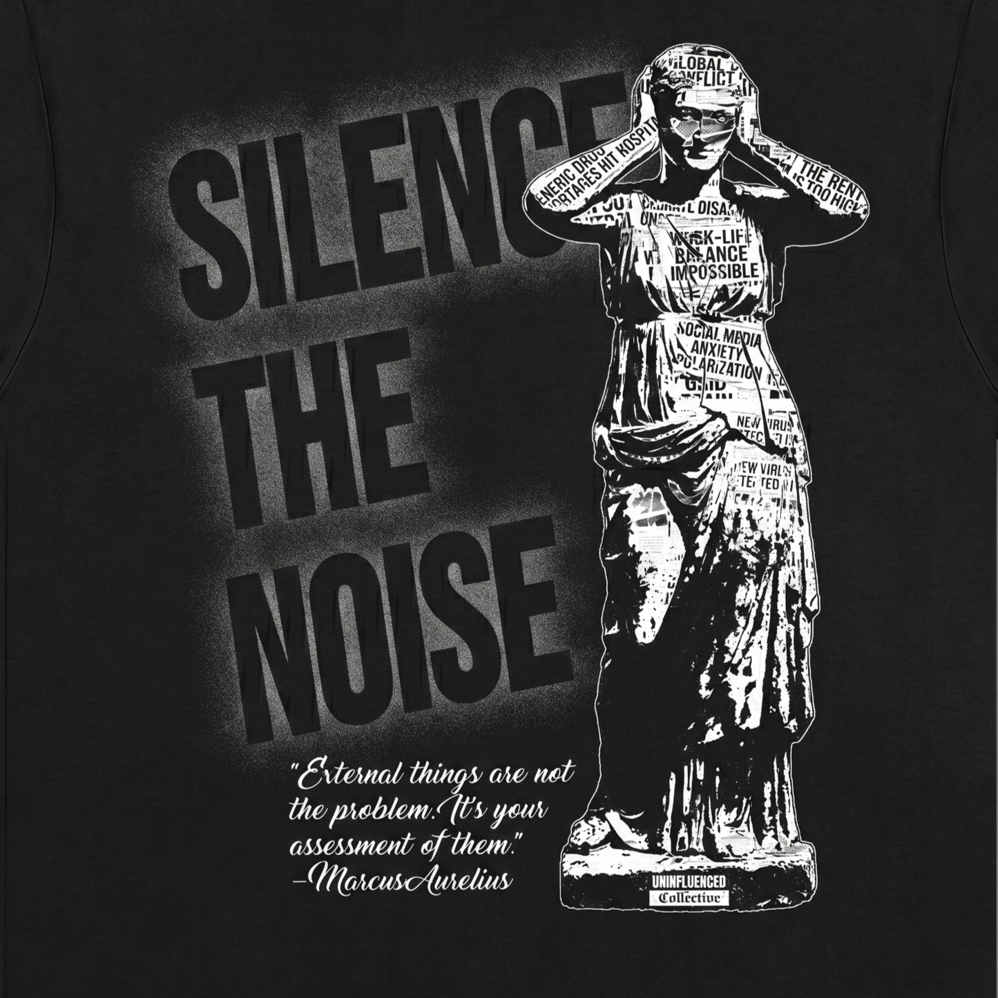 Silence The Noise - Premium Oversized Front Print Drop Shoulder Cotton T-Shirt