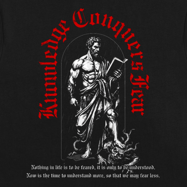 Knowledge Conquers Fear - Premium Oversized Front Print Drop Shoulder Cotton T-Shirt