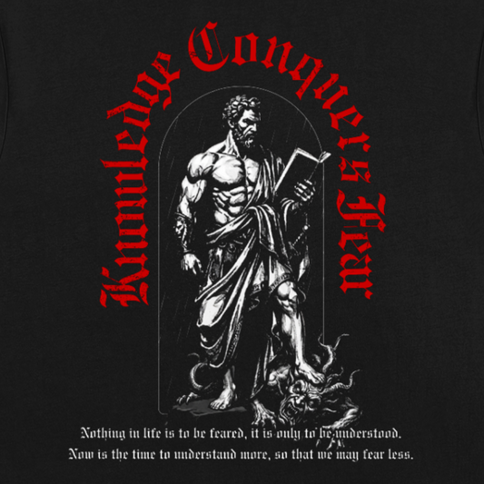 Knowledge Conquers Fear - Premium Oversized Front Print Drop Shoulder Cotton T-Shirt