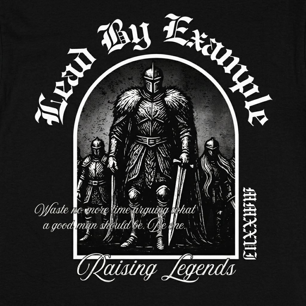 Lead By Example - Premium Oversized Front Print Drop Shoulder Cotton T-Shirt